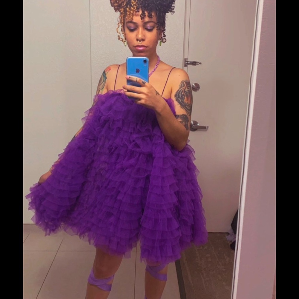 ASOS Purple Ruffle Mini Dress - Picture 3 of 3